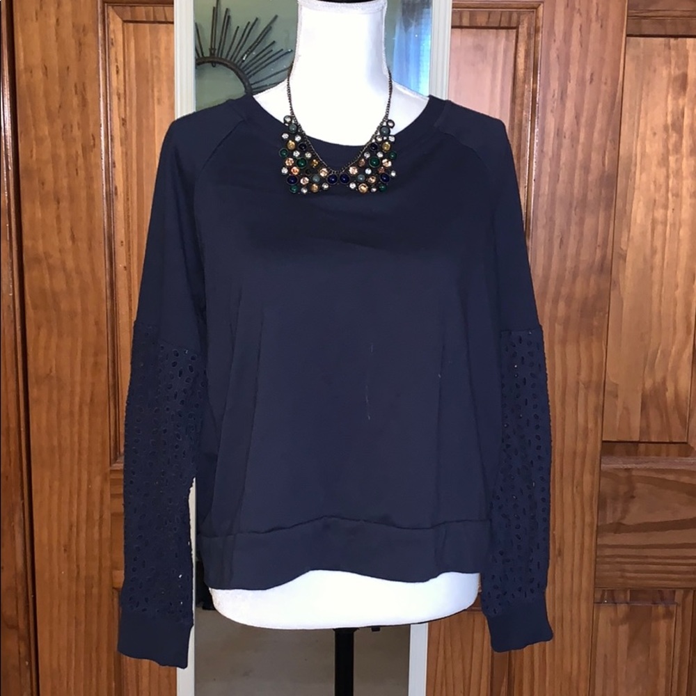 L Dark blue Sweatshirt with decorative sleeves